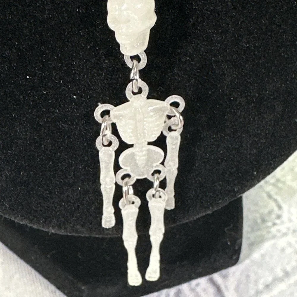Skeleton Necklace Moveable Limb Steampunk Punk Skull Glow In The Dark Necklace - Picture 8 of 13